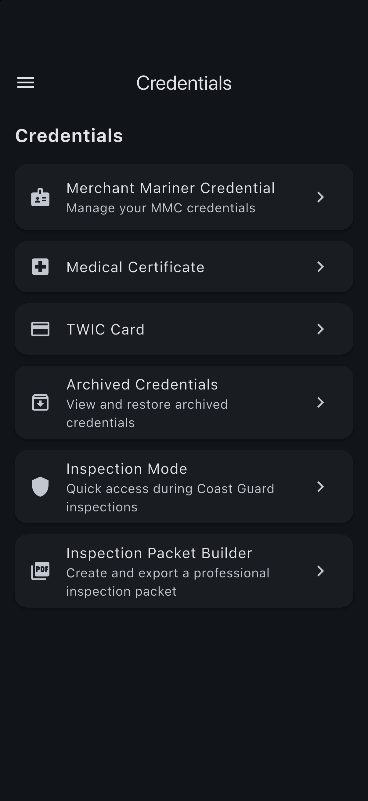 Mariner Vault Credentials